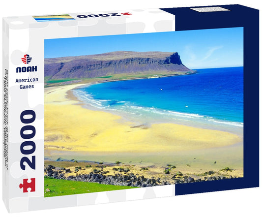 Noah Jigsaw Puzzle Bright sandy beach at the mouth of Ortygshöfn Bay into Patreksfjörður, Table Mountains, Westfjords, Vestfirðir, Island / Iceland, Europe 2000 Pieces