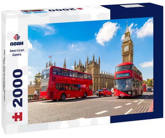 Noah Jigsaw Puzzle Big Ben, Westminster Bridge, red bus in London 2000 Pieces