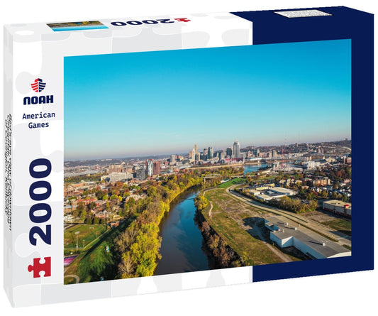 Noah Jigsaw Puzzle Bird's-eye view of downtown Cincinnati, Ohio Cityscape of Covington, Kentucky 2000 pieces