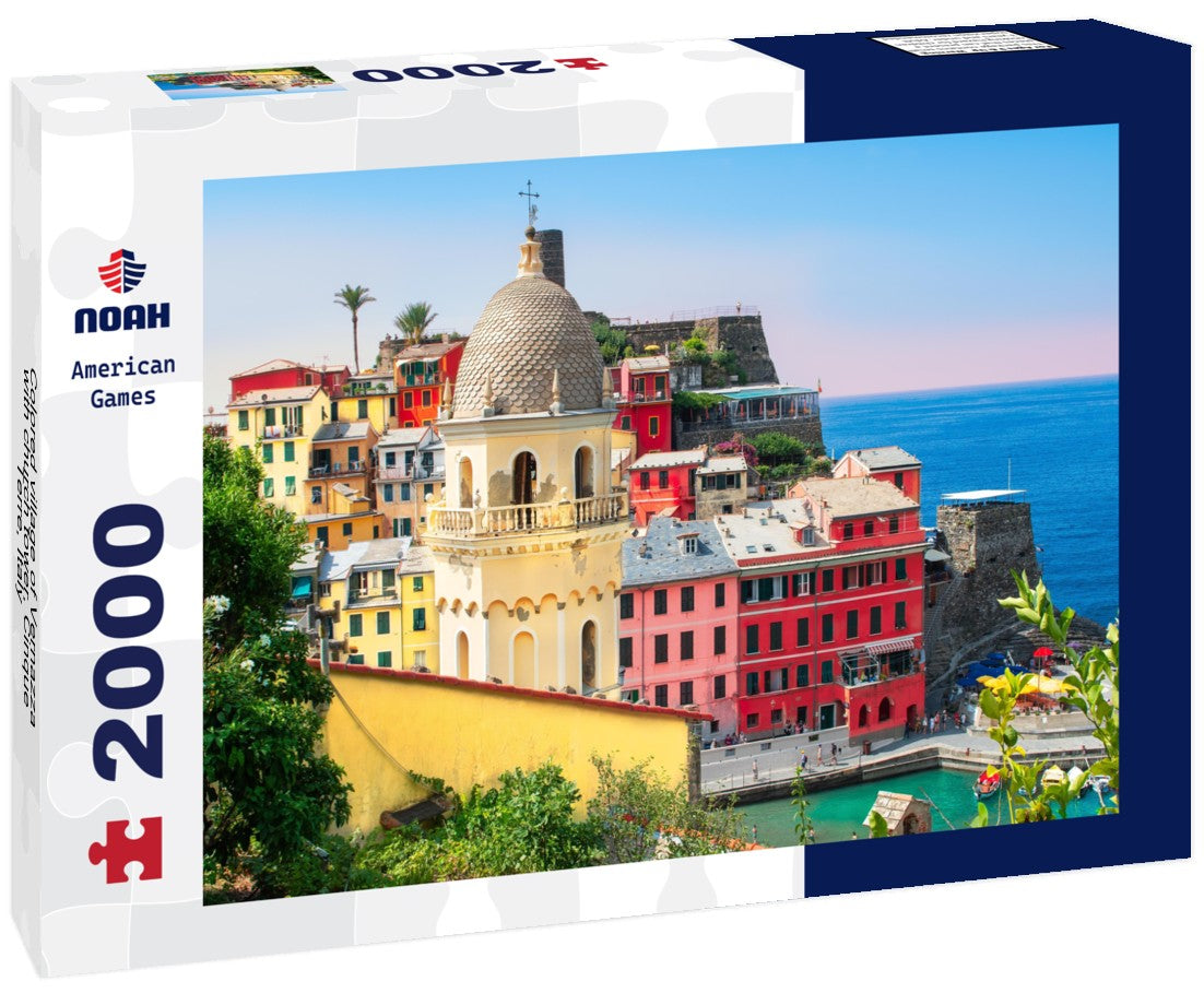 Noah Jigsaw Puzzle Colored village of Vernazza with church tower, Cinque Terre, Italy 2000 pieces