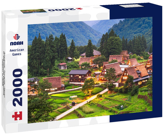 Noah Jigsaw Puzzle Ainokura, Toyama, Japan in the remote Gokayama Region at dusk 2000 pieces
