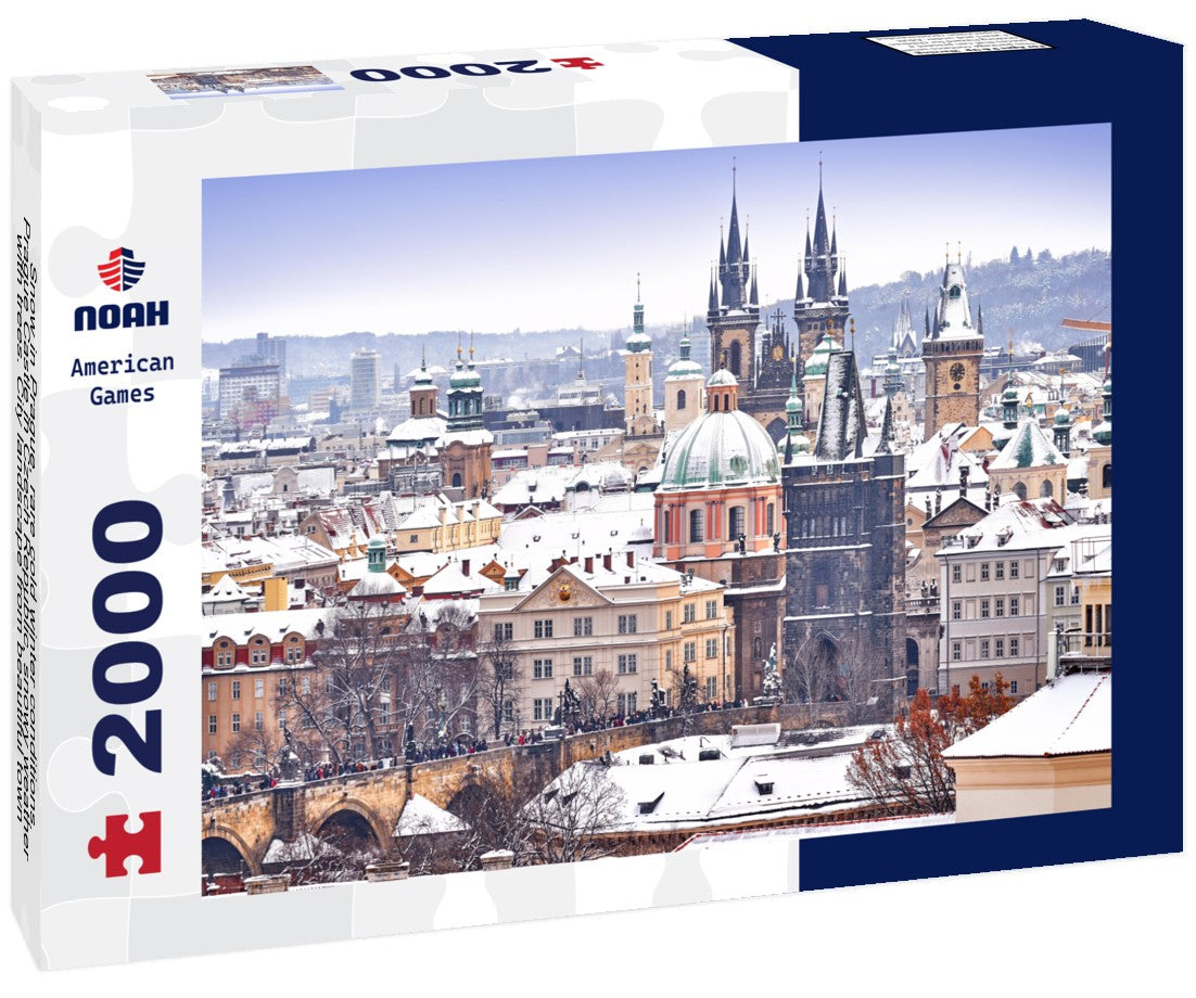 Noah Jigsaw Puzzle Snow in Prague, rare cold winter conditions. Prague Castle in Czech Republic, snowy weather with trees. City landscape from beautiful town 2000 pieces