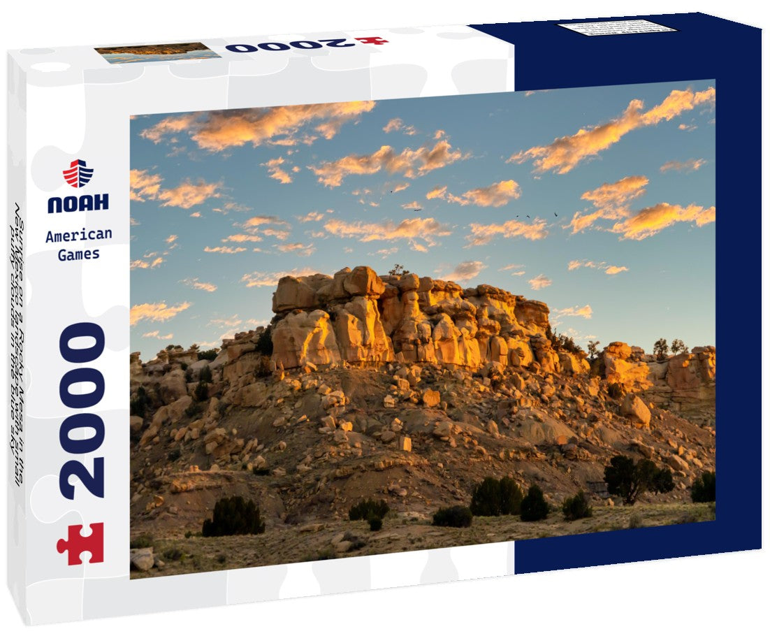 Noah Jigsaw Puzzle Sunrise on a Rocky Mesa in the New Mexico landscape with small puffy clouds in the blue sky 2000 pieces