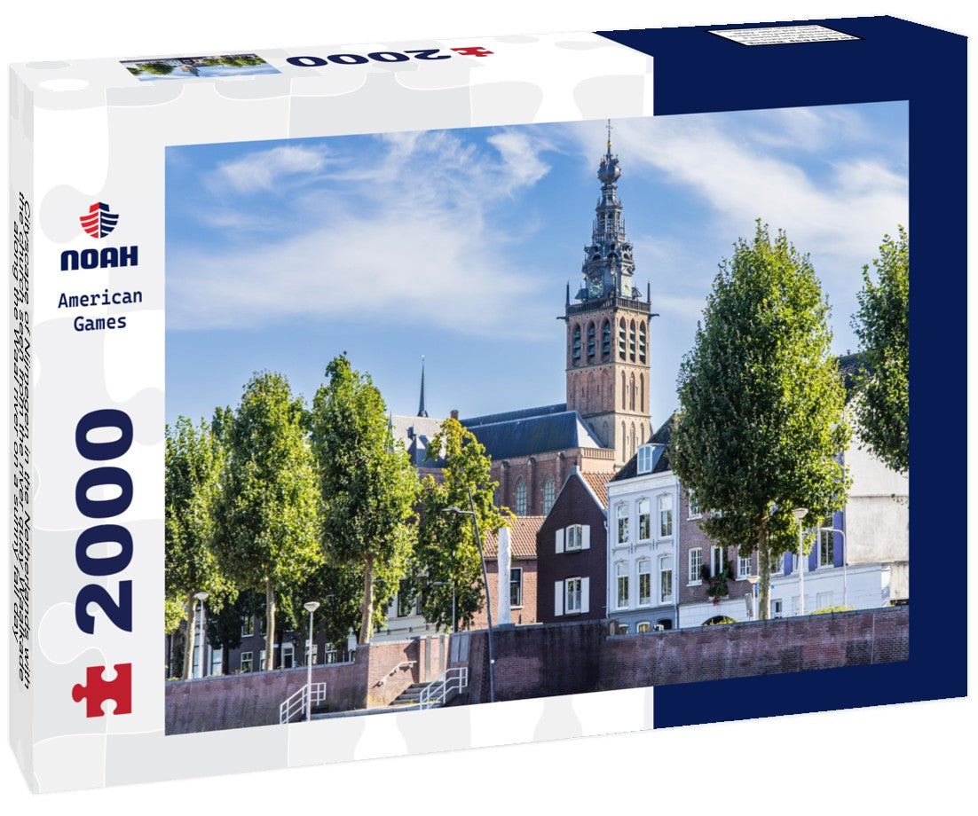 Noah Jigsaw Puzzle Cityscape of Nijmegen in the Netherlands with the church seen from the river quay Waalkade along the Waal river on a sunny fall day 2000 pieces