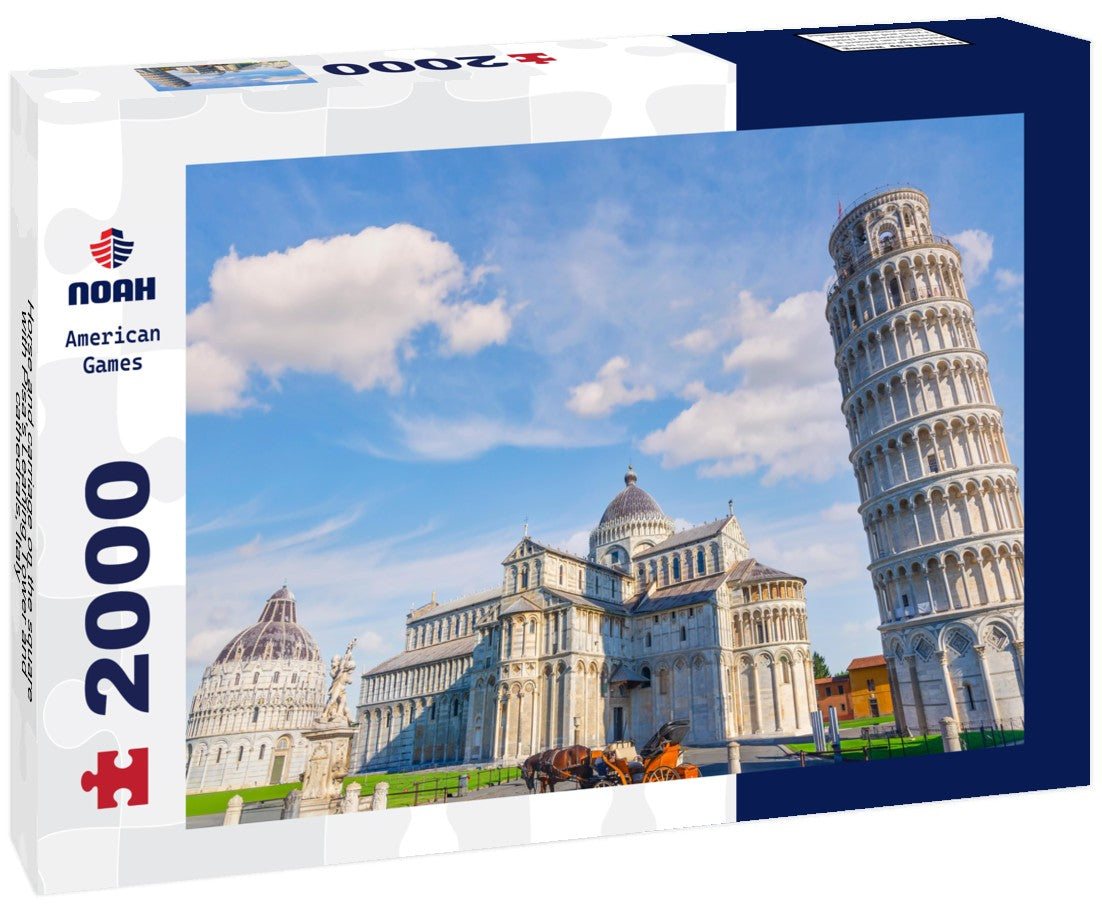 Noah Jigsaw Puzzle Horse and carriage on the square with Pisa's Leaning Tower and cathedrals, Italy 2000 pieces
