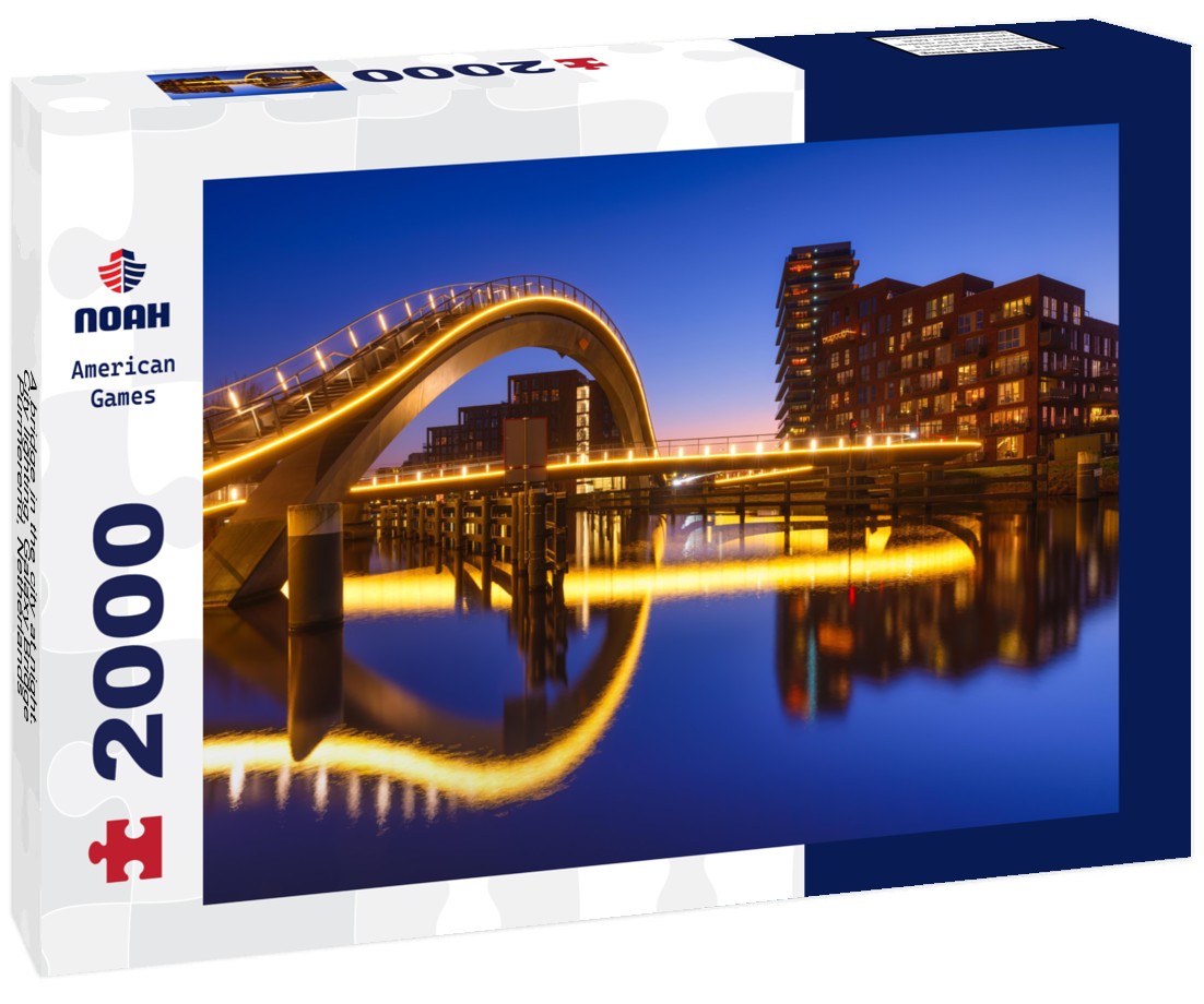 Noah Jigsaw Puzzle A bridge in the city at night. City lighting. Galaxy Bridge, Purmerend, Netherlands 2000 pieces