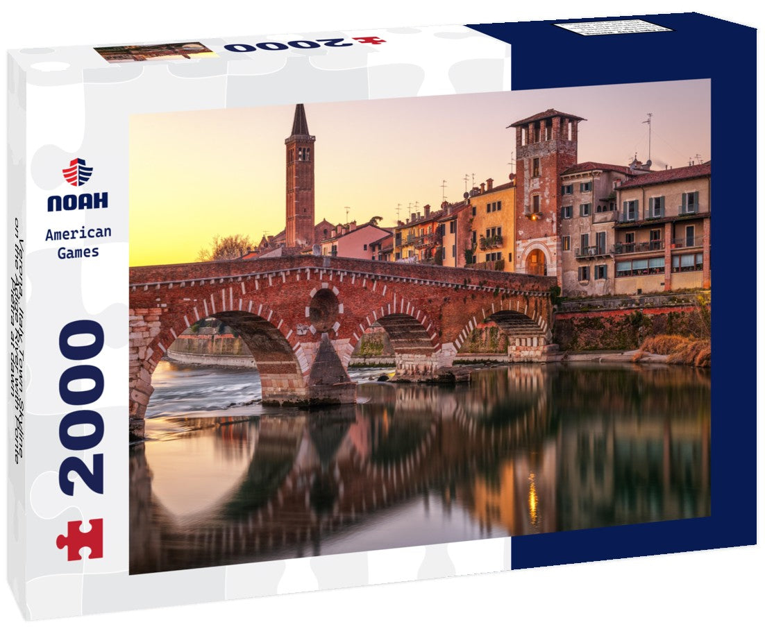 Noah Jigsaw Puzzle Verona, Italy Town Skyline on the Adige River with Ponte Pietra at dawn 2000 pieces