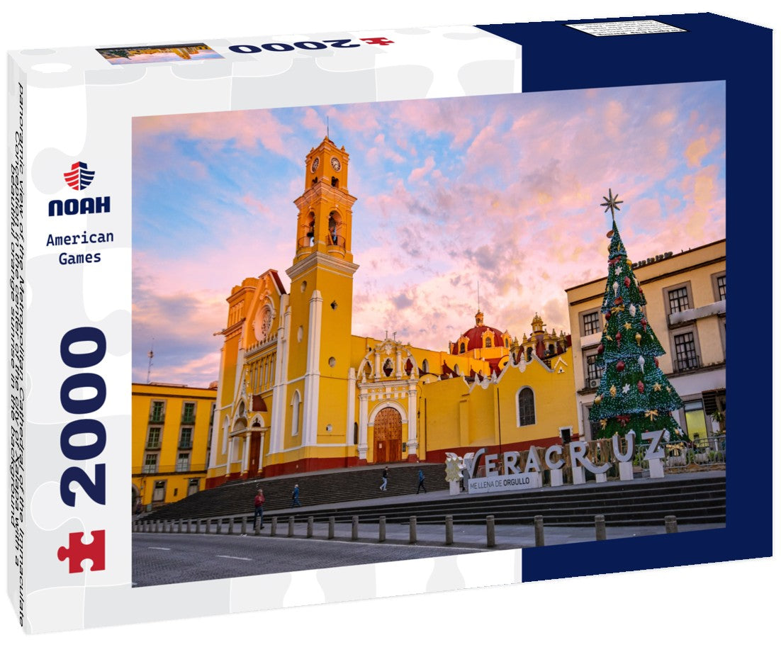 Noah Jigsaw Puzzle panoramic view of the Metropolitan Cathedral of the Immaculate Conception in the center of the city of Xalapa with a beautiful orange sunrise in the background 2000 pieces