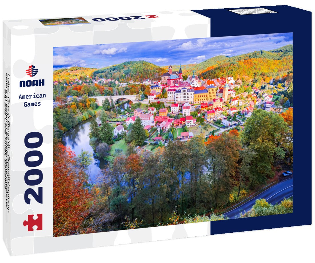 Noah Jigsaw Puzzle Loket, Czech Republic. Beautiful autumn colors in autumn Sudetenland medieval city and Ohre River, Bohemia 2000 pieces