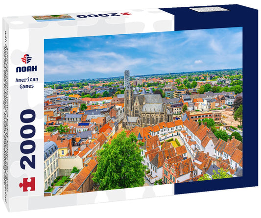 Noah Jigsaw Puzzle Aerial panoramic view of Kortrijk historic city center with Roman Catholic Church of Our Lady, Courtrai Begijnhof and red-tiled buildings, horizon breathtaking view, West Flanders province, Belgium 2000 pieces
