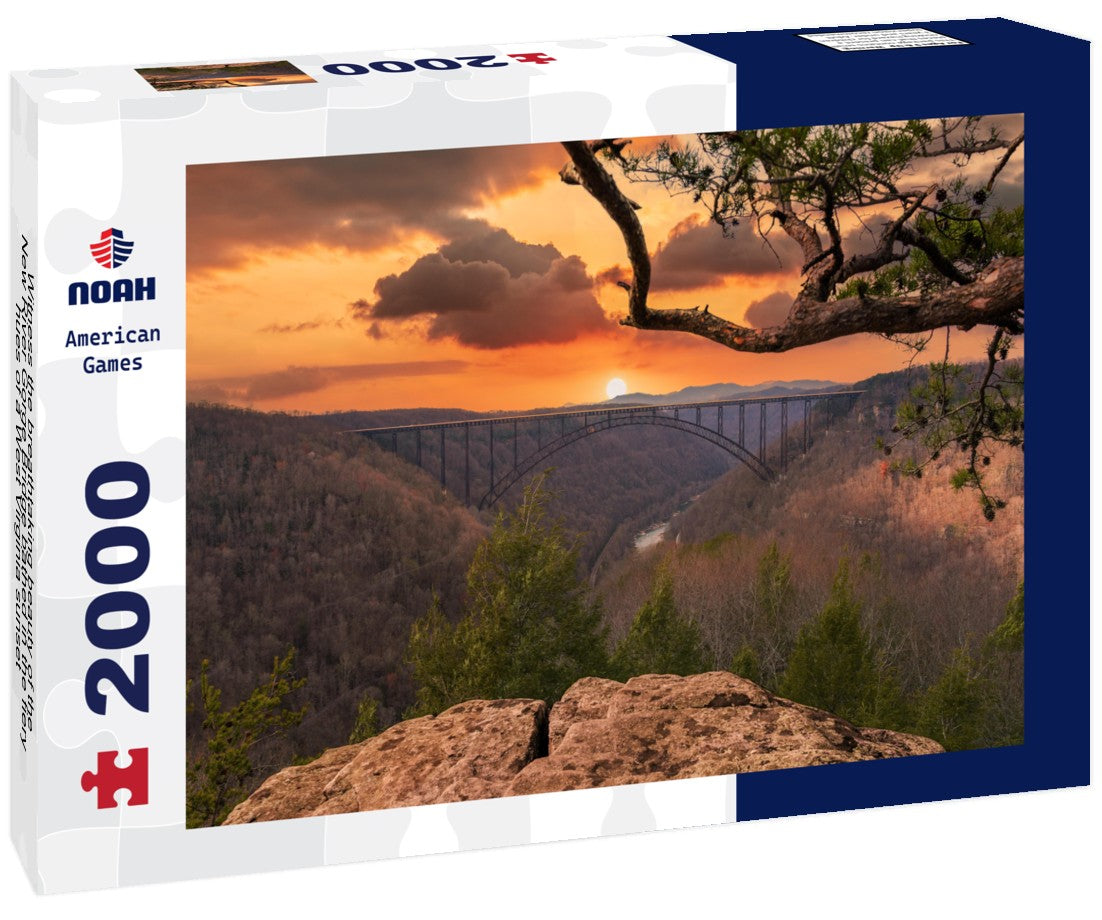 Noah Jigsaw Puzzle Witness the breathtaking beauty of the New River Gorge Bridge bathed in the fiery hues of a West Virginia sunset 2000 pieces