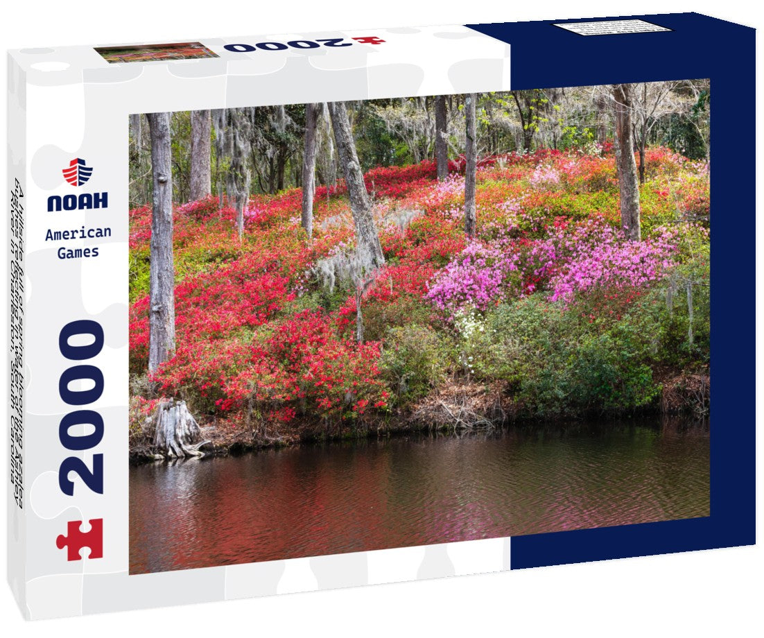 Noah Jigsaw Puzzle A hillside full of spring blooming azalea bushes reflecting in water of the Ashley River in Charleston, South Carolina 2000 pieces