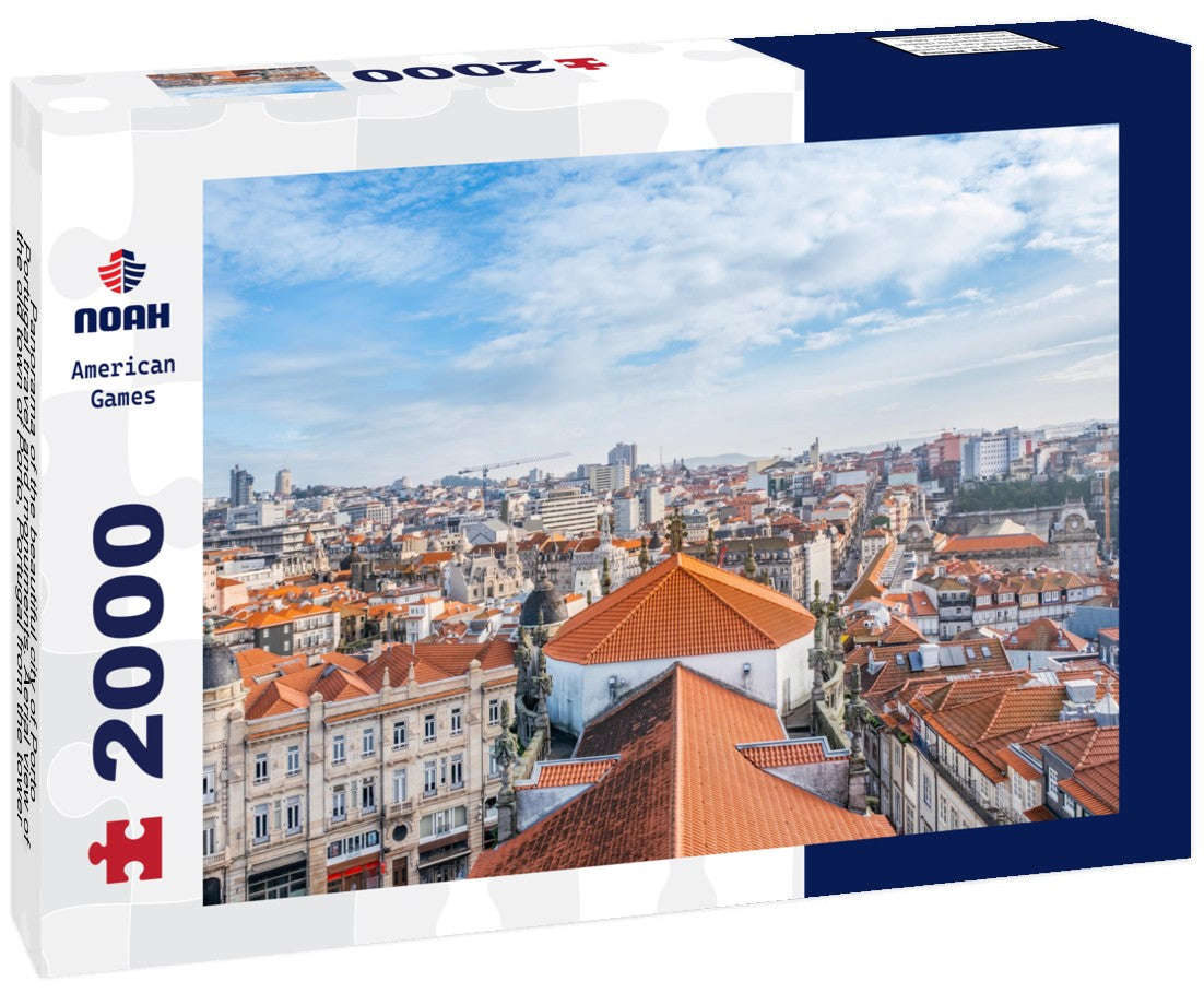 Noah Jigsaw Puzzle Panorama of the beautiful city of Porto, Portugal travel and monuments. Aerial view of the old town of Porto, Portugal from the tower of the Church of the Clerigos. Beside the Douro river 2000 pieces