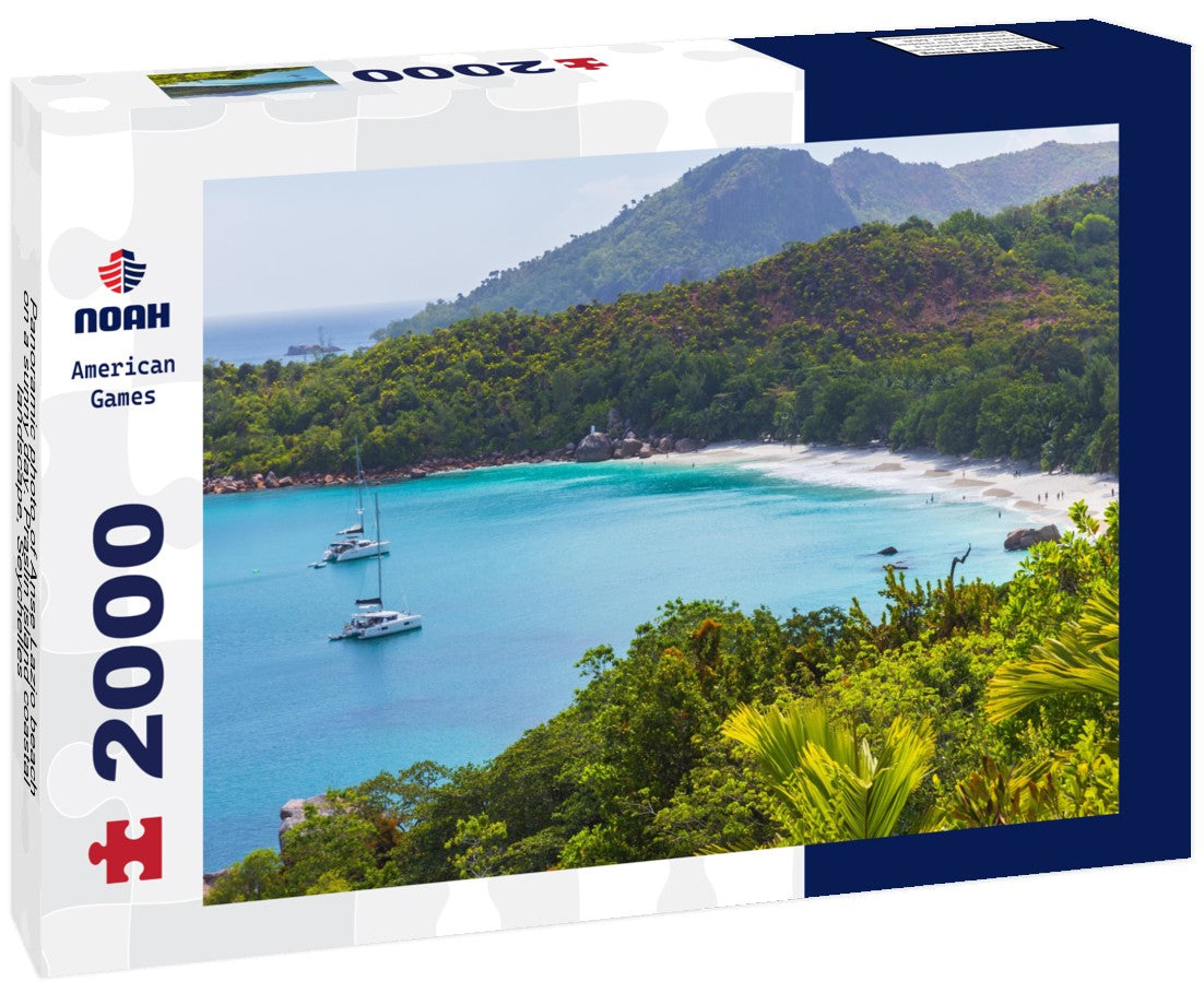 Noah Jigsaw Puzzle Panoramic photo of Anse Lazio beach on a sunny day. Praslin island coastal landscape, Seychelles 2000 pieces