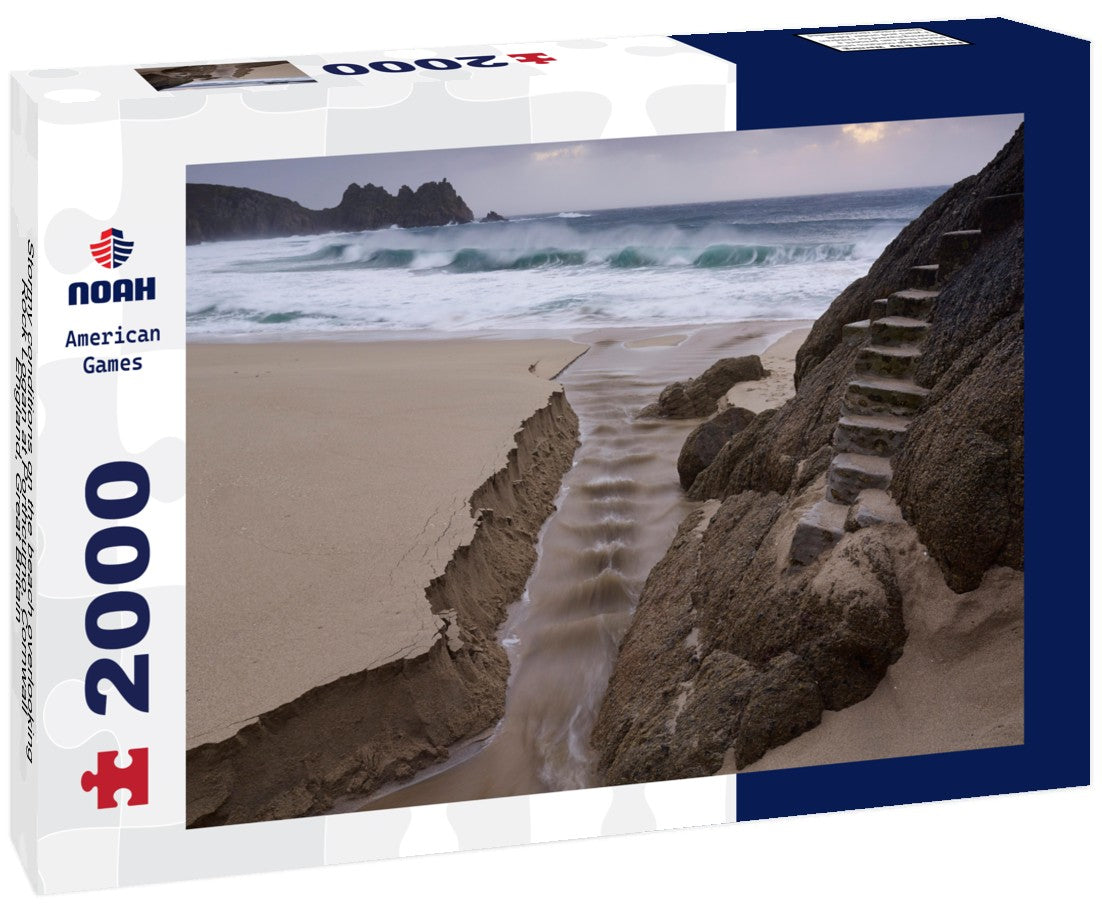 Noah Jigsaw Puzzle Stormy conditions on the beach overlooking Rock Logan at Porthcurno, Cornwall, England, Great Britain 2000 pieces