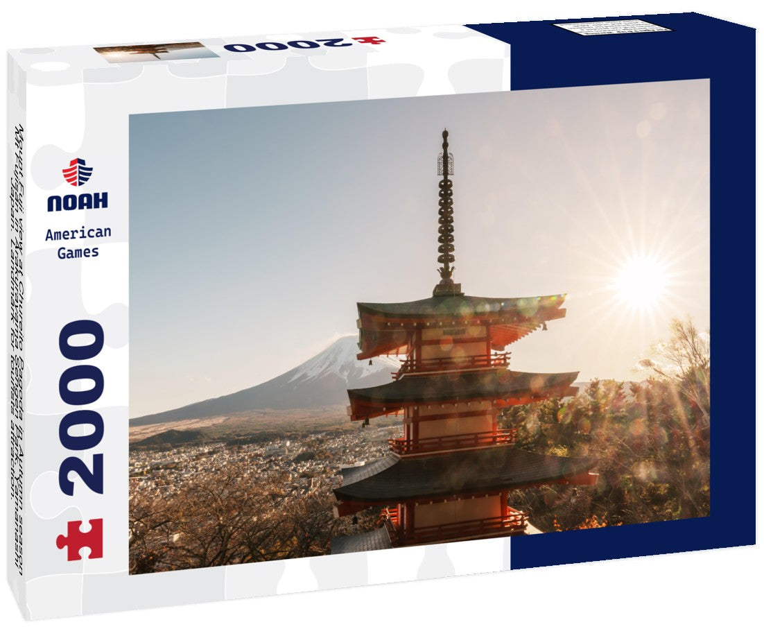 Noah Jigsaw Puzzle Mount Fuji view at Chureito Pagoda in Autumn season, Mt Fujisan in Arakurayama Sengen Park, Yamanashi, Japan. Landmark for tourists attraction. Japan Travel, Destination, Vacation and Mount Fuji Day 2000 pieces