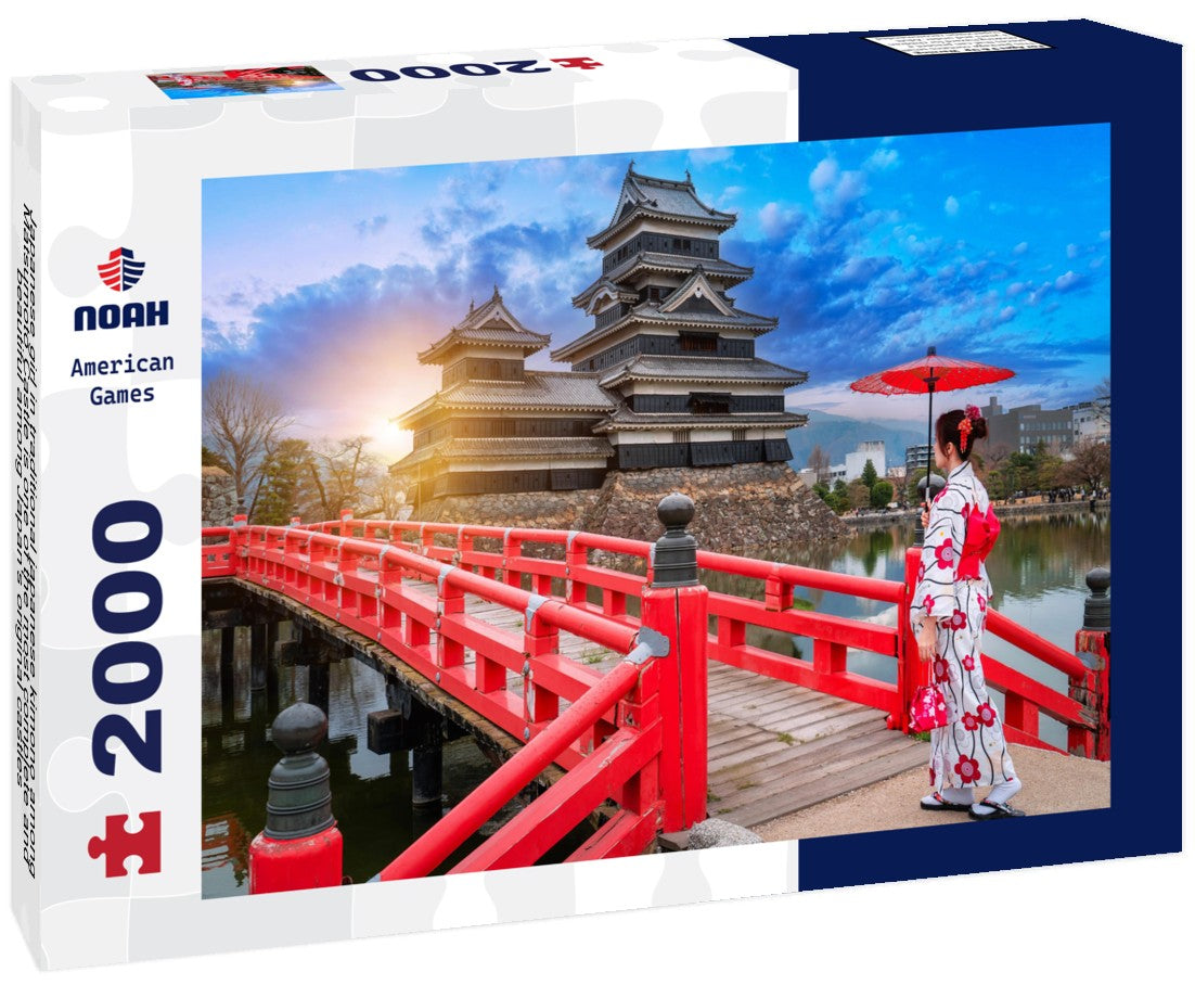 Noah Jigsaw Puzzle Japanese girl in traditional japanese kimono among Matsumoto Castle is one of the most complete and beautiful among Japan's original castles 2000 pieces