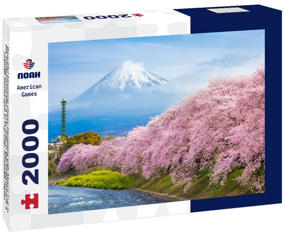 Noah Jigsaw Puzzle Beautiful blooming cherry blossoms with Mount Fuji in the background and a Urui river in the foreground is a popular tourist spot in Fuji City, Shizuoka Japan 2000 pieces