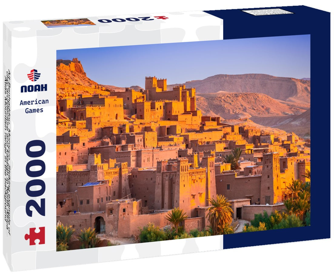 Noah Jigsaw Puzzle Ait-Benhaddou, Morocco. Striking example of clay architecture and kasbah in North Africa, Atlas Mountain range in the background 2000 pieces
