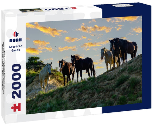 Noah Jigsaw Puzzle Wild mustang horses on the prairie, Theodore Roosevelt National Park, North Dakota, USA 2000 pieces