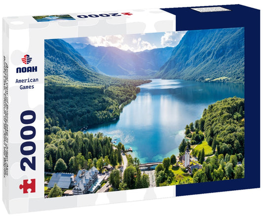 Noah Jigsaw Puzzle Aerial view of Bohinj lake in Julian Alps. Popular touristic destination in Slovenia. Bohinj Lake, Church of St John the Baptist. Triglav National Park, Julian Alps, Slovenia 2000 pieces