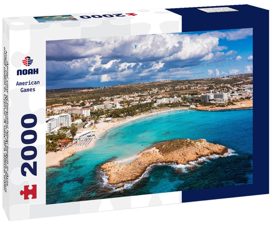 Noah Jigsaw Puzzle Aerial view of beautiful Nissi beach in Ayia Napa, Cyprus. Nissi beach in Ayia Napa famous tourist beach in Cyprus. A view of a azzure water and Nissi beach in Aiya Napa, Cyprus 2000 pieces