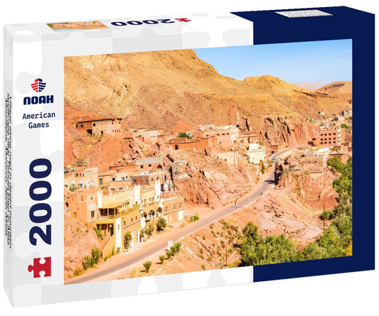 Noah Jigsaw Puzzle Village along road in desert mountain landscape near Telouet town in Atlas Mountains, Morocco, North Africa 2000 pieces
