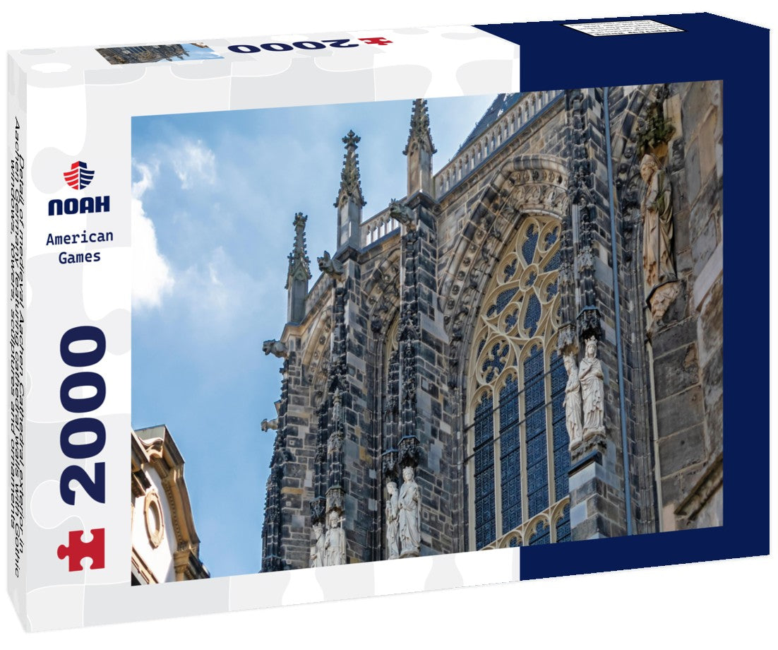 Noah Jigsaw Puzzle Detail of medieval Aachen Cathedral exterior in Aachen Germany featuring cathedral walls with Gothic windows, towers, sculptures and ornaments 2000 pieces