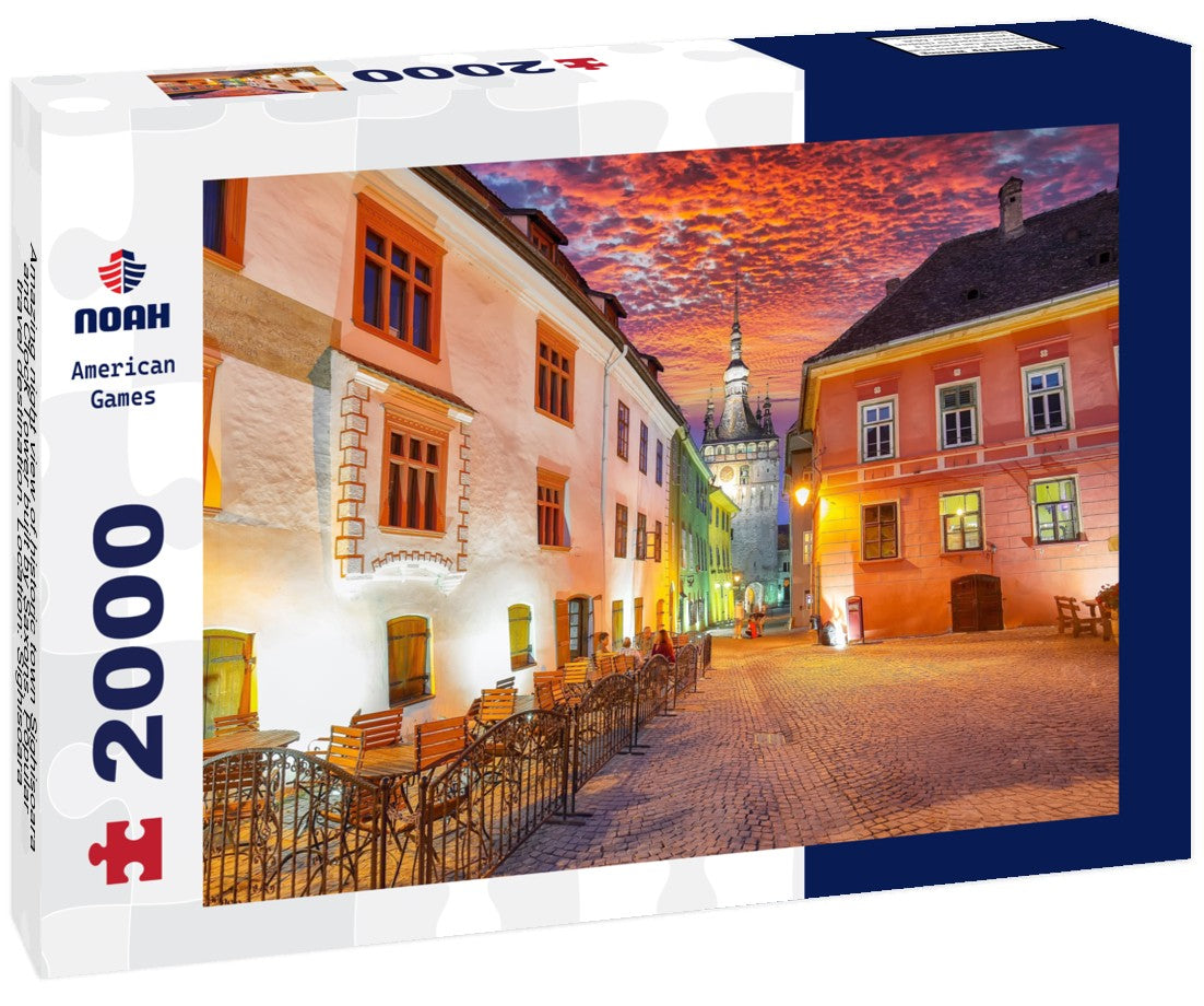 Noah Jigsaw Puzzle Amazing night view of historic town Sighisoara and Clock Tower built by Saxons. Popular travel destination. Location: Sighisoara, Mures county, Romania, Europe 2000 pieces