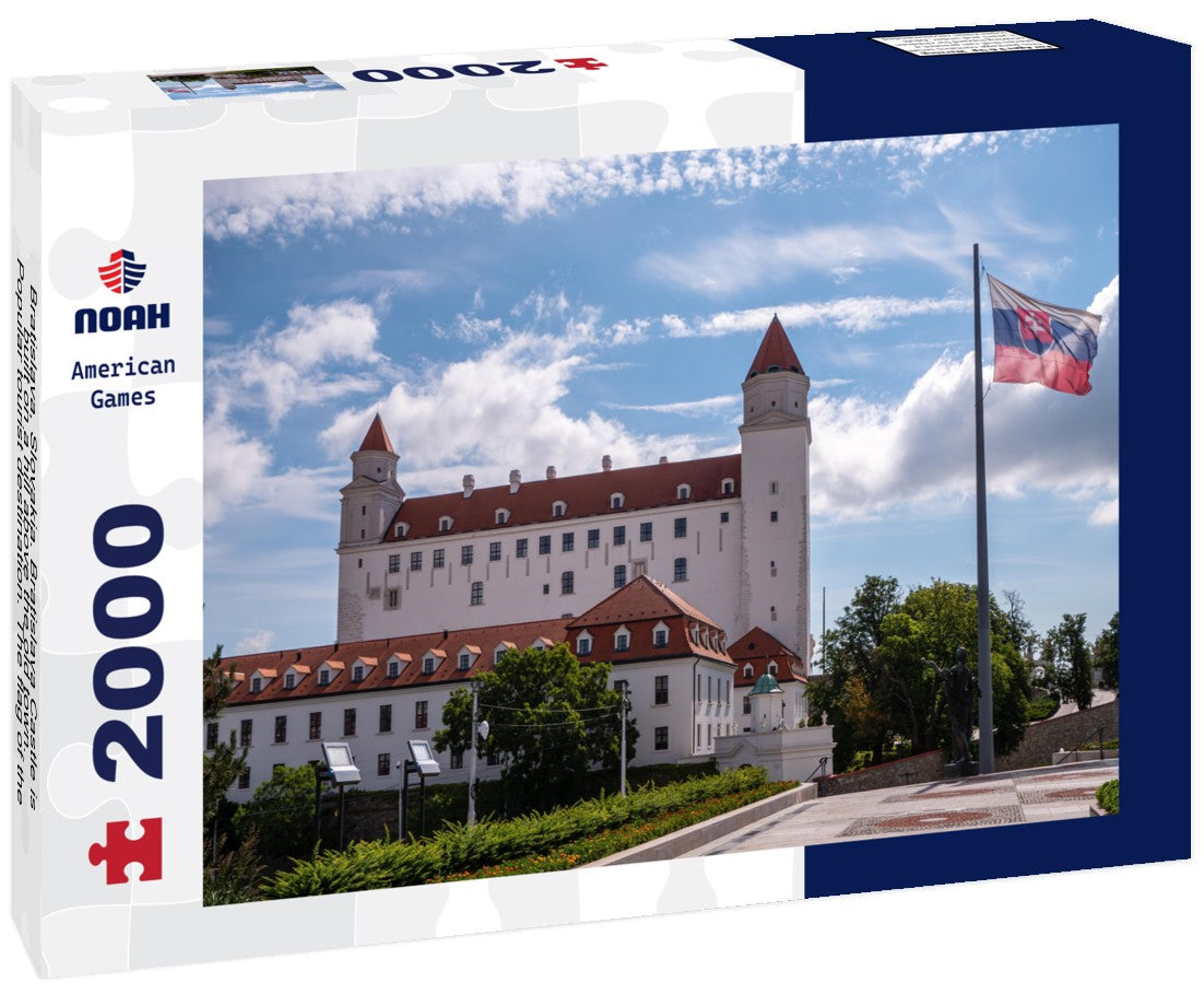 Noah Jigsaw Puzzle Bratislava, Slovakia. Bratislava Castle is built on a hill above the old town. Popular tourist destination. The flag of the Slovak Republic flies in front of the castle 2000 pieces