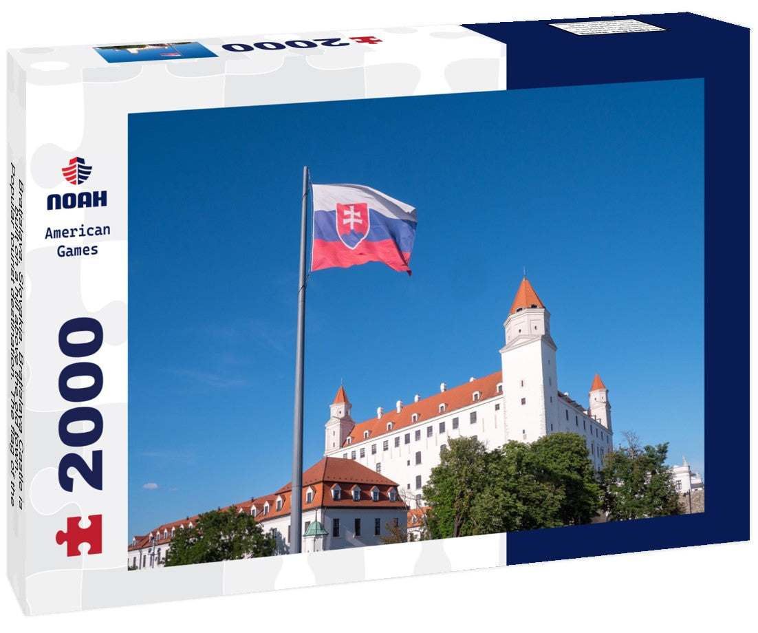 Noah Jigsaw Puzzle Bratislava, Slovakia. Bratislava Castle is built on a hill above the old town. Popular tourist destination. The flag of the Slovak Republic flies in front of the castle 2000 pieces