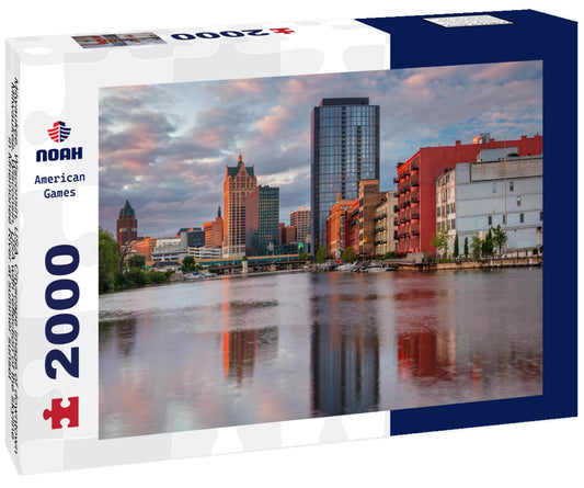 Noah Jigsaw Puzzle Milwaukee, Wisconsin, USA. Cityscape image of downtown Milwaukee, Wisconsin, USA with reflection of the skyline in Mnemonee River at summer sunset 2000 pieces