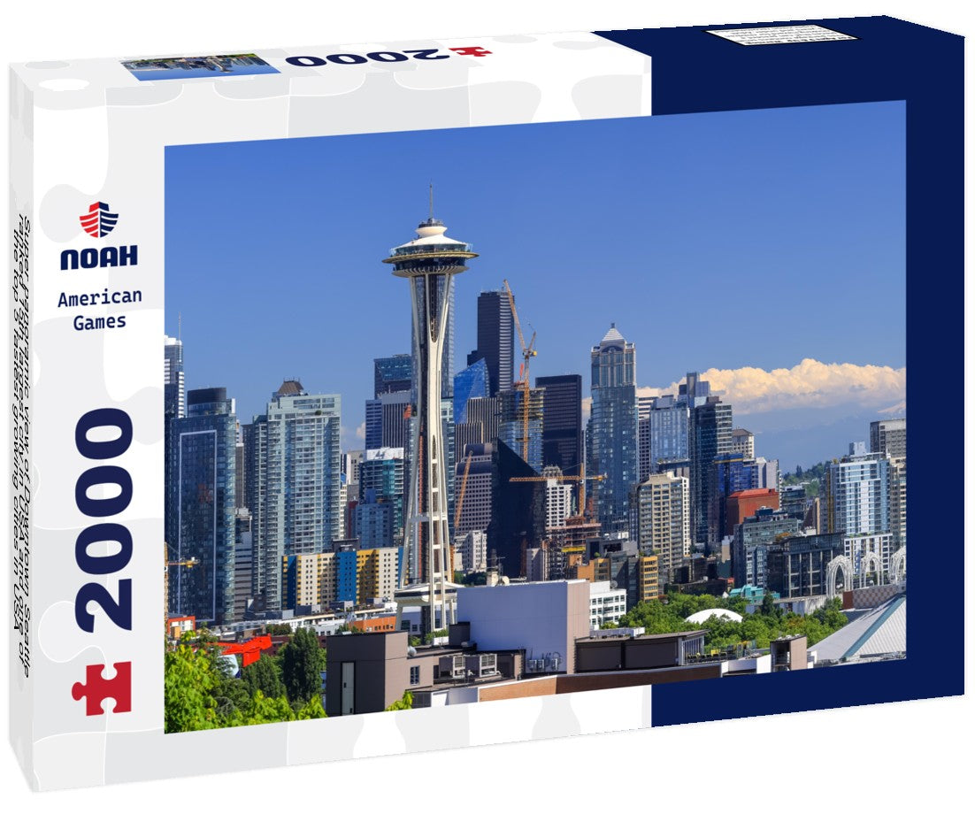 Noah Jigsaw Puzzle Super panoramic view of Downtown Seattle, ranked 15th largest city in USA and one of the top 5 fastest growing cities in USA 2000 pieces