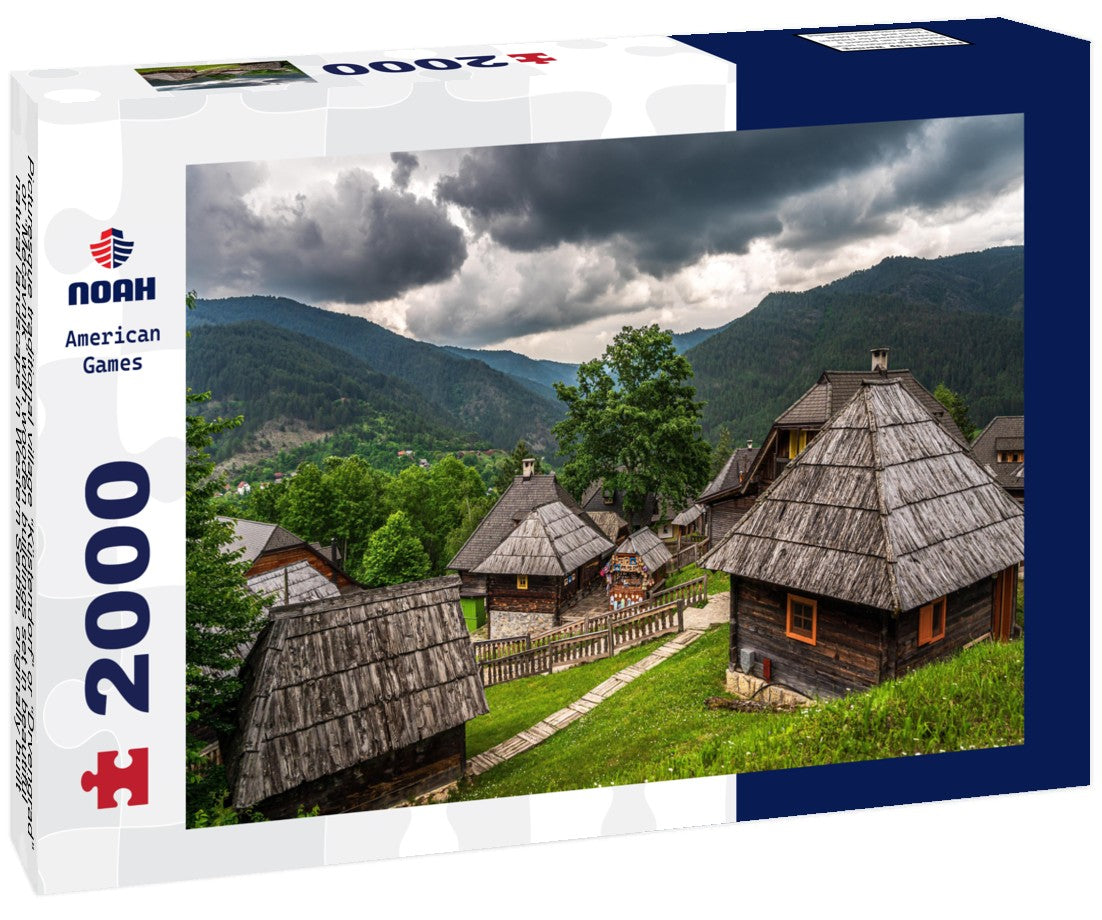 Noah Jigsaw Puzzle Picturesque traditional village “Küstendorf” or “Drvengrad” or “Mecavnik” with wooden buildings set in beautiful natural landscape in Western Serbia, originally built for film purposes near Mokra Gora 2000 pieces