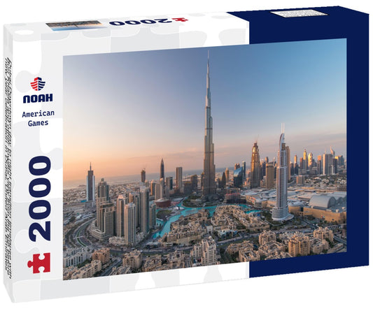 Noah Jigsaw Puzzle Dubai Downtown day to night transition timelapse with Burj Khalifa and other towers view from the top before new year celebration in Dubai, United Arab Emirates 2000 pieces