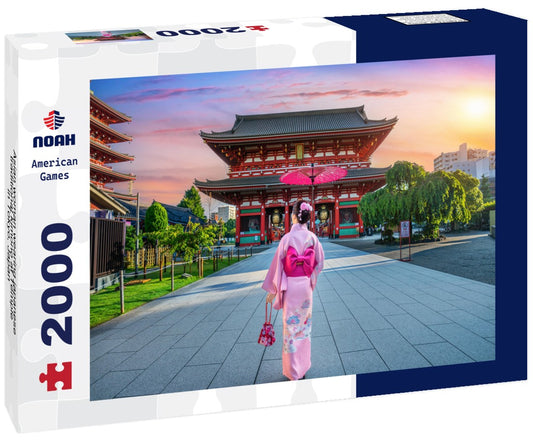 Noah Jigsaw Puzzle Asian woman wearing japanese traditional kimono at Temple in Tokyo, Japan 2000 pieces