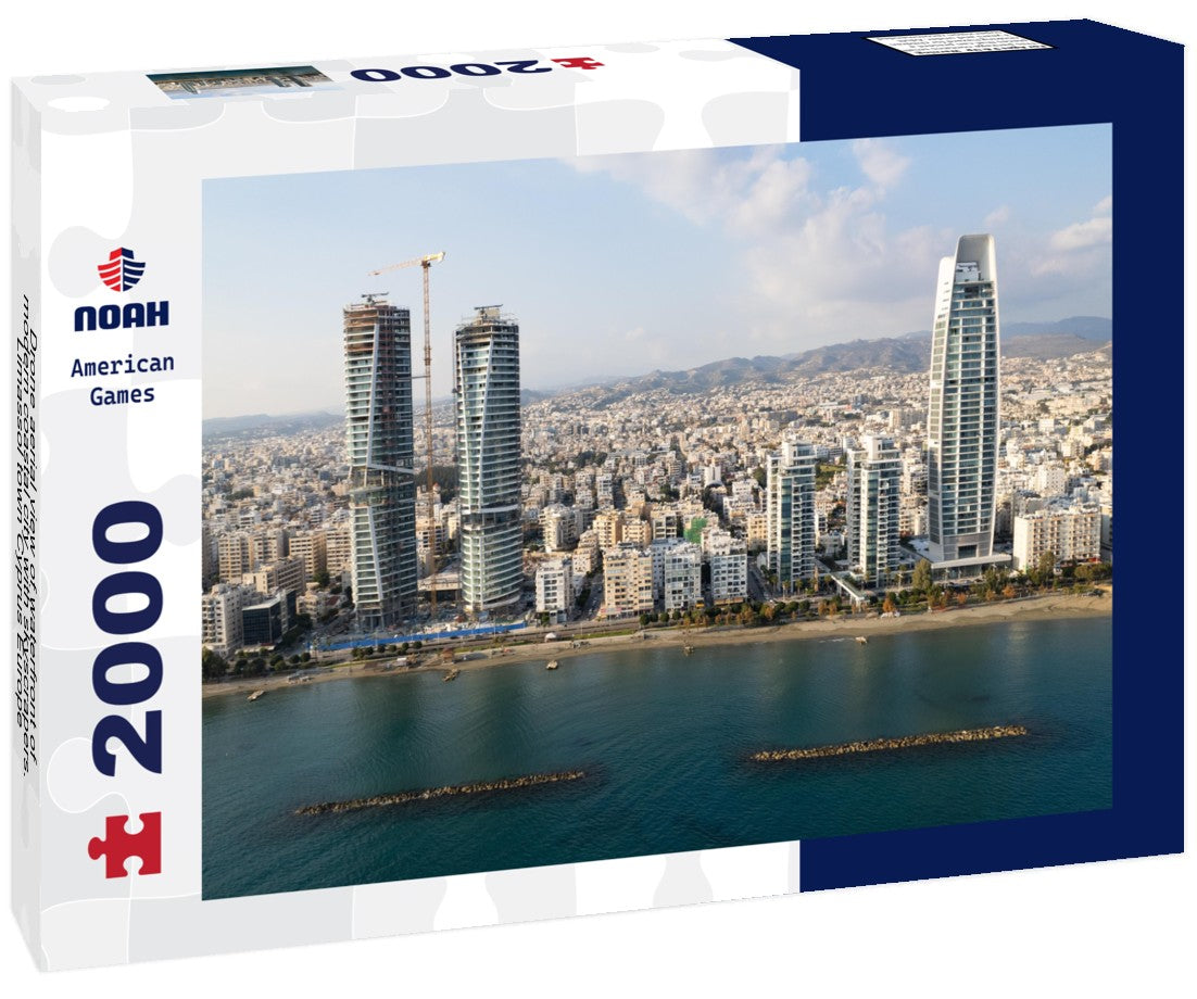Noah Jigsaw Puzzle Drone aerial view of waterfront of modern coastal city with skyscrapers. Limassol town Cyprus Europe 2000 pieces