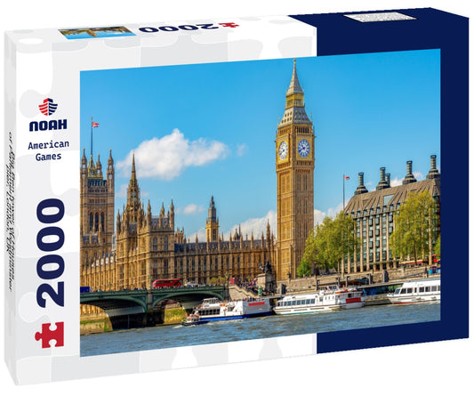 Noah Jigsaw Puzzle Big Ben tower of Houses of Parliament and Westminster pier, London, UK 2000 pieces