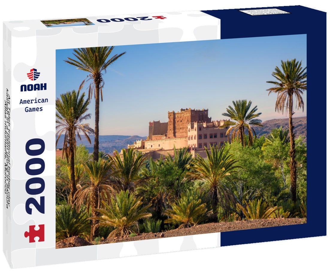 Noah Jigsaw Puzzle Ait Taleb traditional berber clay kasbah in a palm grove in Skoura, Atlas mountains, Morocco 2000 pieces