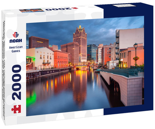 Noah Jigsaw Puzzle Milwaukee, Wisconsin, USA. Cityscape image of downtown Milwaukee, Wisconsin, USA with reflection of the skyline in Milwaukee River at summer sunset 2000 pieces