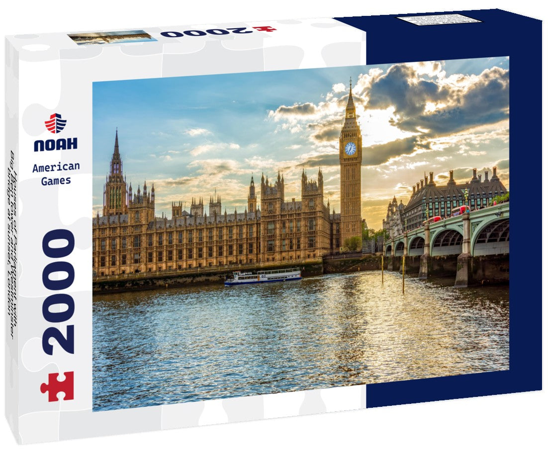 Noah Jigsaw Puzzle Houses of Parliament with Big Ben tower and Westminster bridge at sunset, London, UK 2000 pieces