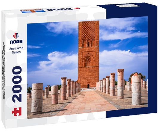 Noah Jigsaw Puzzle Rabat, Morocco. Hassan Tower is the minaret Almohad Caliphate mosque medieval ruins 2000 pieces