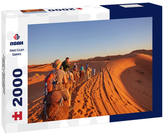 Noah Jigsaw Puzzle Tourists riding camels, smiling, in the Sahara Desert, Morocco 2000 pieces