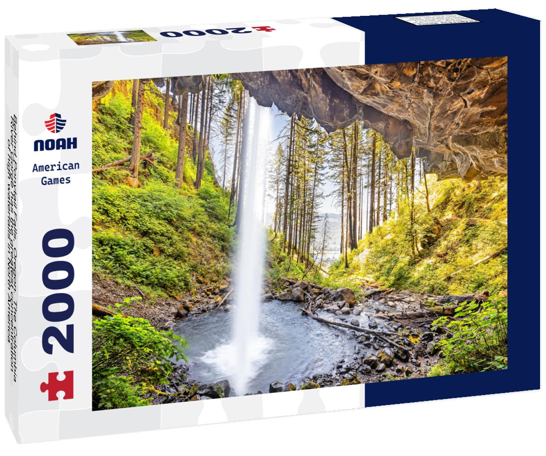 Noah Jigsaw Puzzle Behind Ponytail Falls, Oregon. The Columbia River Gorge has the greatest concentration of high waterfalls in North America 2000 pieces