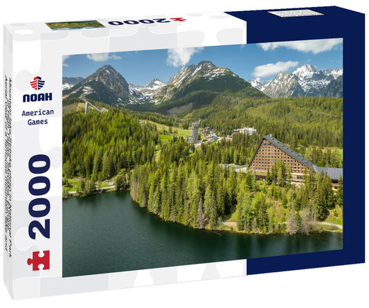 Noah Jigsaw Puzzle Mountain lake Strbske pleso in National Park of High Tatras, Slovakia, Europe. Aerial view of a famouse mountain lake and beautiful High Tatra mountains in Slovakia 2000 pieces