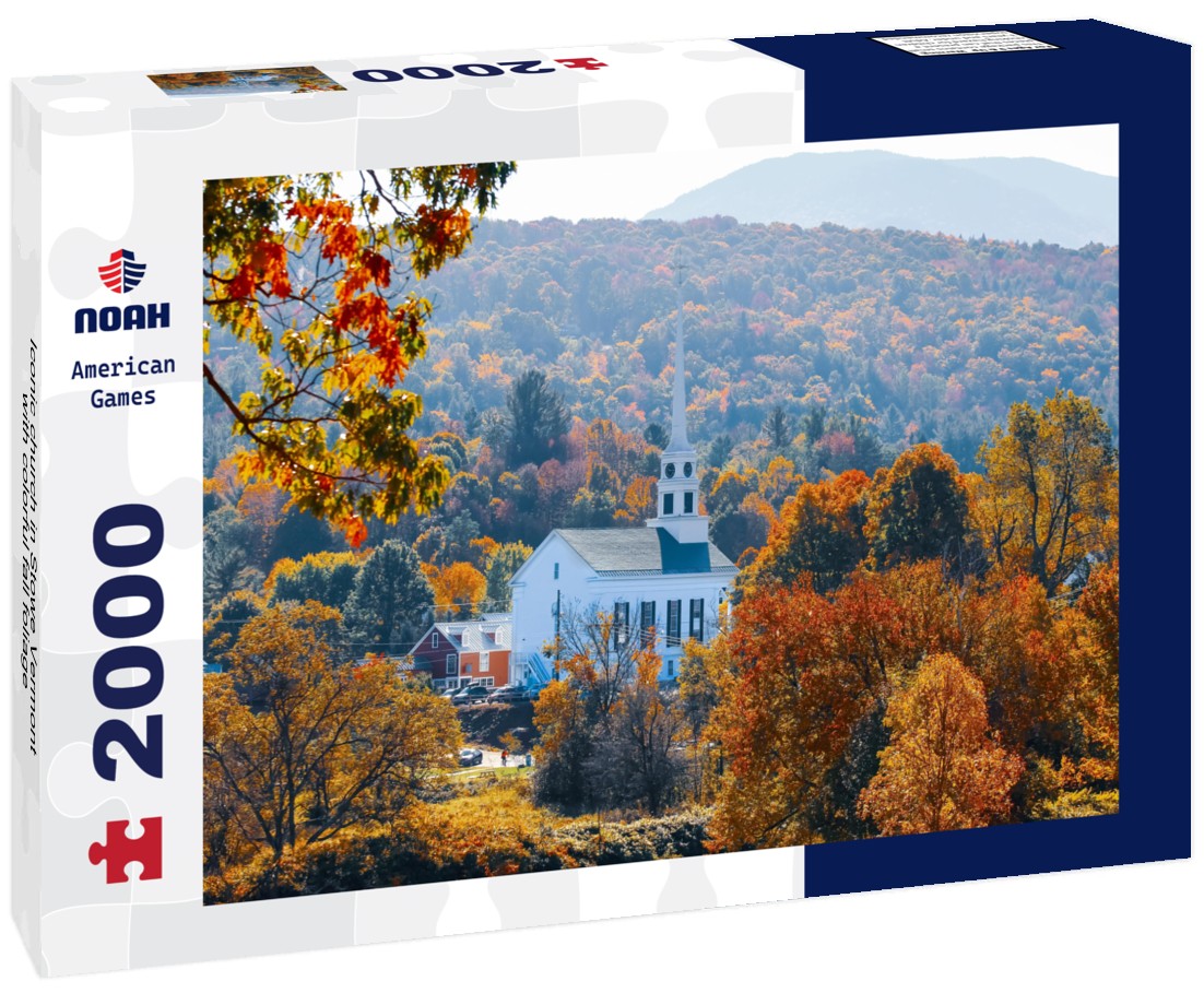 Noah Jigsaw Puzzle Iconic church in Stowe Vermont with colorful fall foliage 2000 pieces