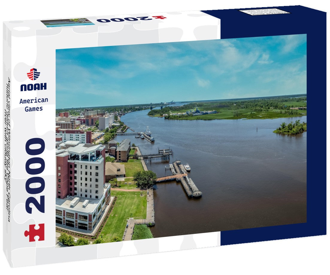 Noah Jigsaw Puzzle Aerial view of Wilmington North Carolina historic district along the Cape Fear river with cloudy sky 2000 pieces