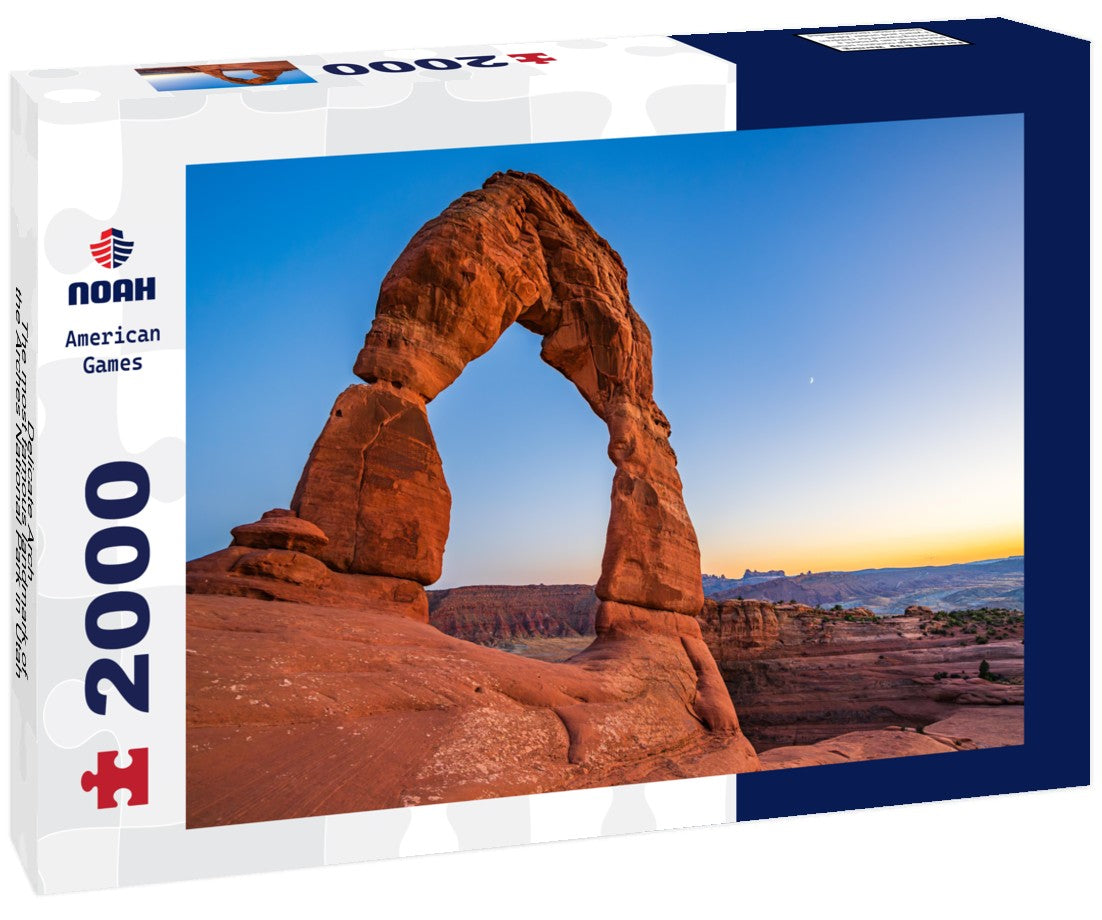 Noah Jigsaw Puzzle Delicate Arch - The most famous landmark of the Arches National Park in Utah after sunset in blue hour twilight 2000 pieces