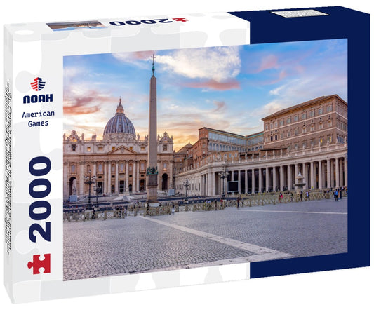 Noah Jigsaw Puzzle St. Peter's basilica in Vatican at sunset, center of Rome, Italy (translation “In honor of prince of Apostles; Paul V Borghese, Pope, in year 1612 and 7th year of his pontificate) 2000 pieces