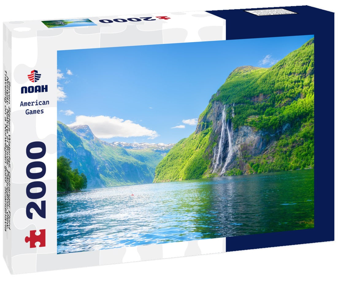 Noah Jigsaw Puzzle Seven Sisters Waterfall, Geiranger Fjord, Norway. Nature in fjords. Panoramic view. Traveling on a Norwegian fjord. Scandinavia 2000 pieces